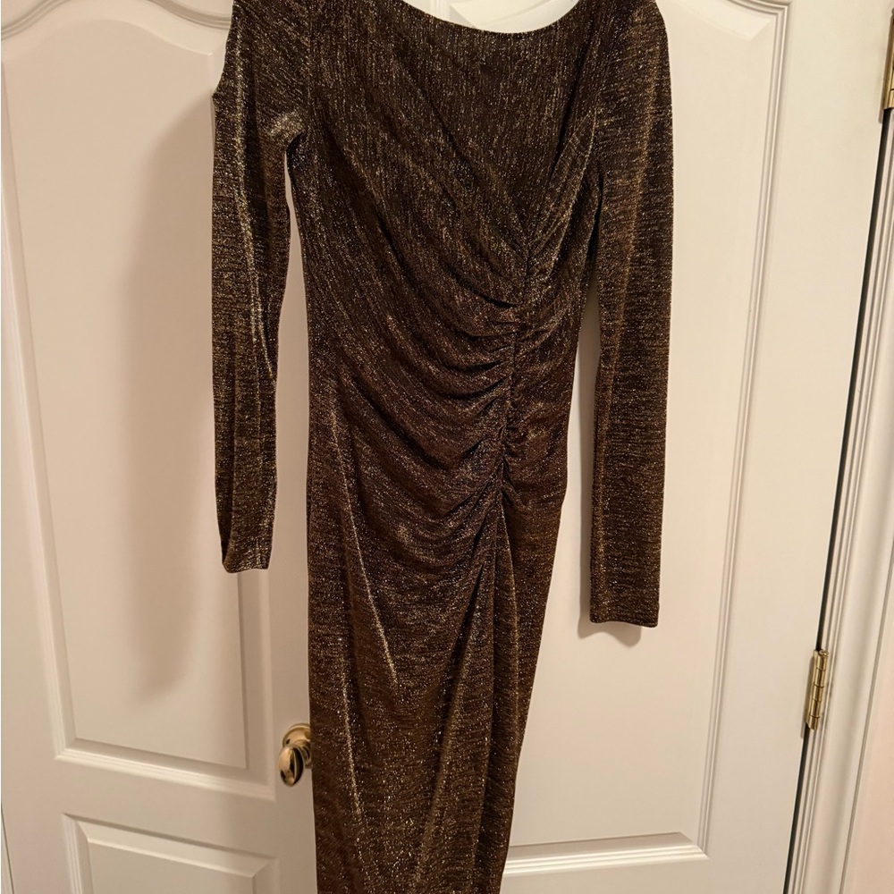Rachel Zoe Brown Ruched Asymmetrical Bodycon Dress
